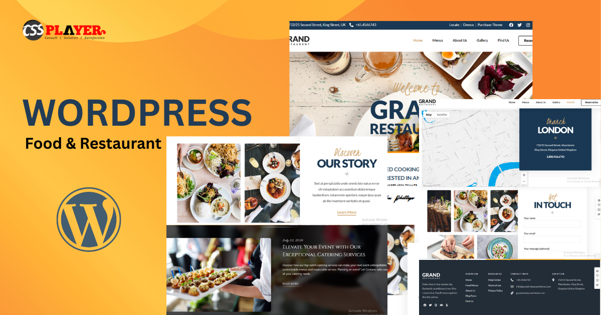 restaurant website WordPress development